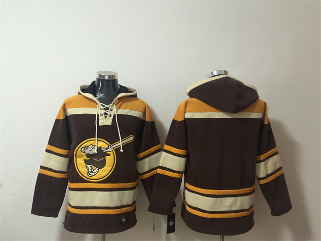 Men's San Diego Padres Blank Brown/Yellow Ageless Must-Have Lace-Up Pullover Hoodie